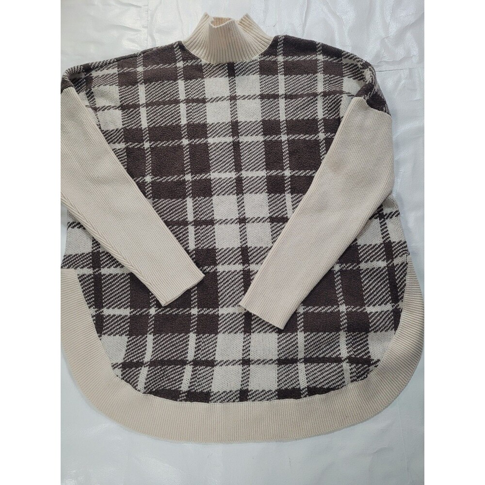 LOFT Plaid Sweater – Size M – Brown/Cream.....#I